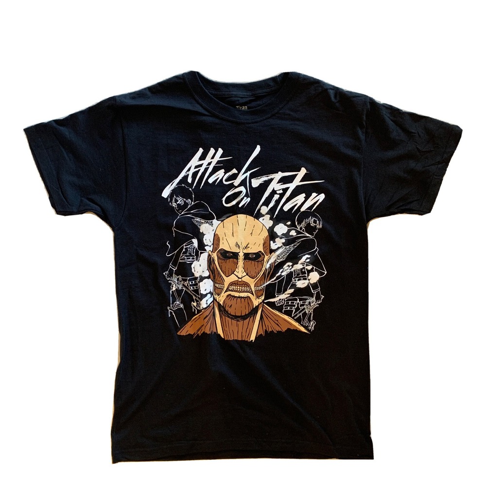 Attack on Titan Black Graphic Print T-Shirt Anime Manga Adult Small